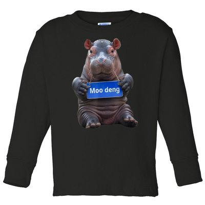 Cute Hippo Moo Deng Baby Pygmy Funny Gift Toddler Long Sleeve Shirt