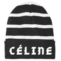 Céline Hello My Name Is Name Tag First Name Striped Beanie with Solid Band