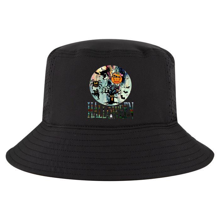 Creepy Halloween Moon Spider Pumpkin Witch Ghost Cool Comfort Performance Bucket Hat