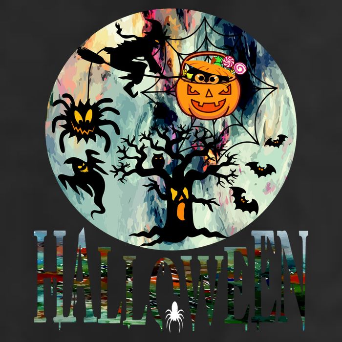 Creepy Halloween Moon Spider Pumpkin Witch Ghost Cool Comfort Performance Bucket Hat