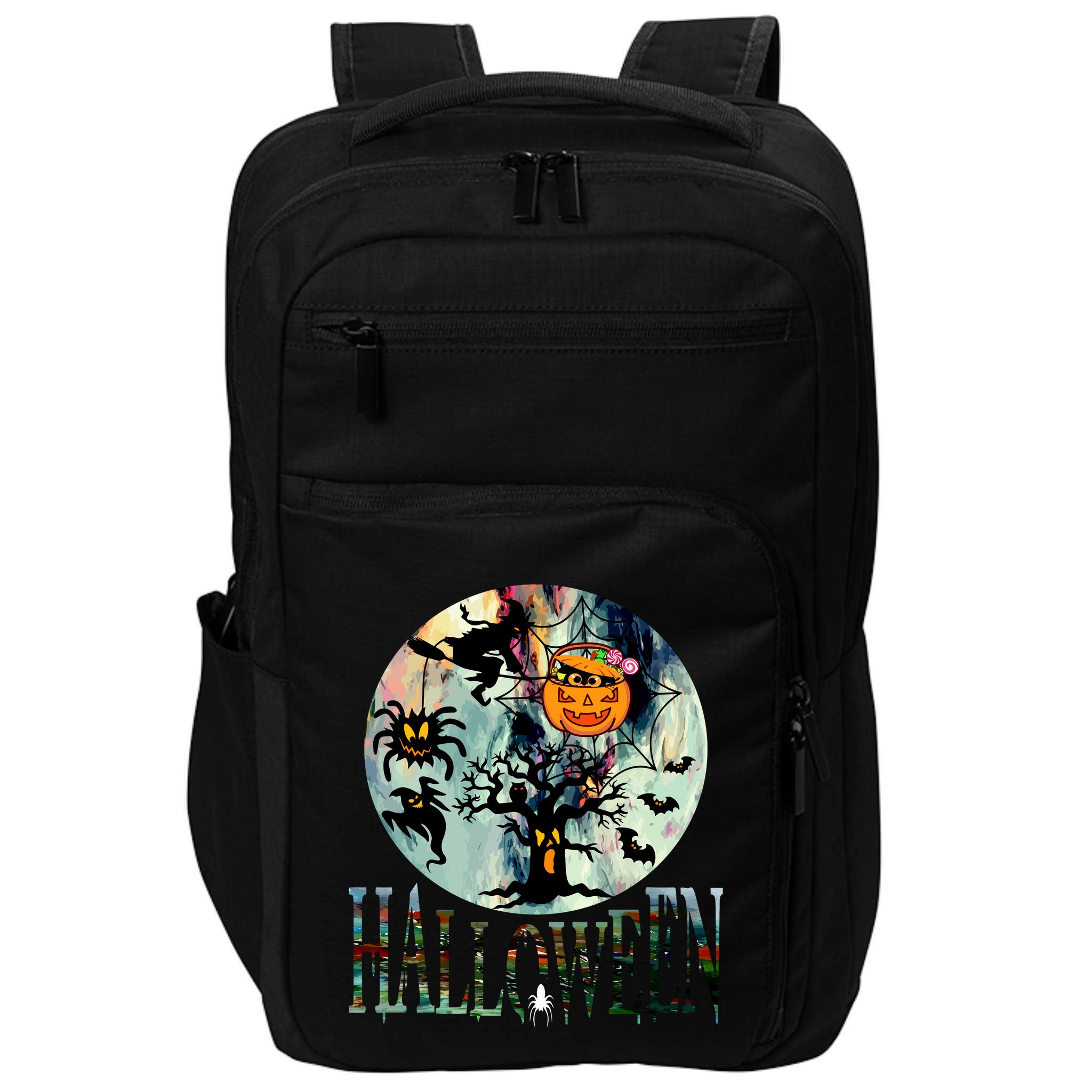 Creepy Halloween Moon Spider Pumpkin Witch Ghost Impact Tech Backpack