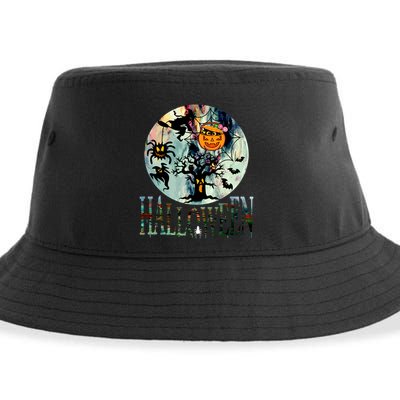 Creepy Halloween Moon Spider Pumpkin Witch Ghost Sustainable Bucket Hat