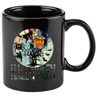 Creepy Halloween Moon Spider Pumpkin Witch Ghost 11oz C Handle Ceramic Mug
