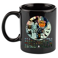 Creepy Halloween Moon Spider Pumpkin Witch Ghost 11oz C Handle Ceramic Mug
