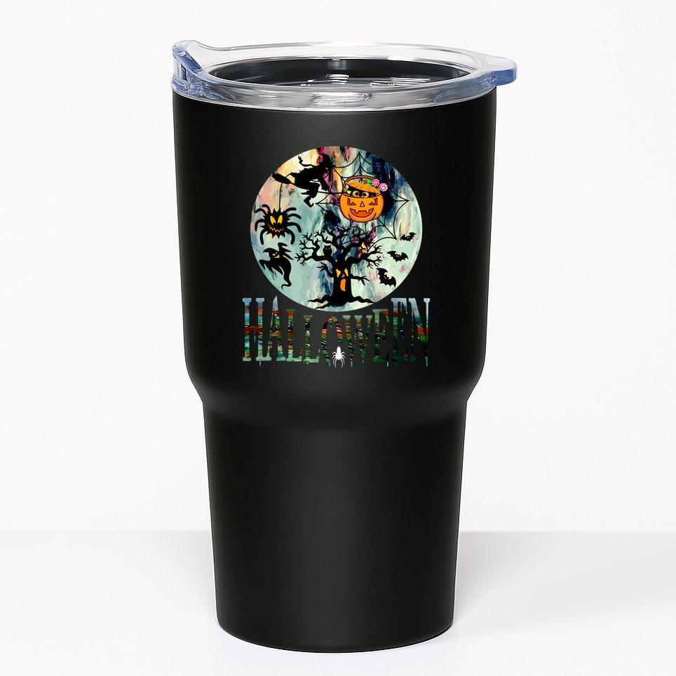 Creepy Halloween Moon Spider Pumpkin Witch Ghost Tumbler