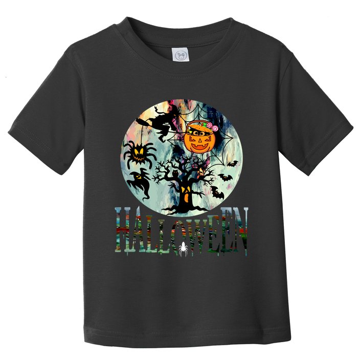 Creepy Halloween Moon Spider Pumpkin Witch Ghost Toddler T-Shirt