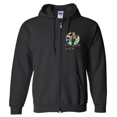 Creepy Halloween Moon Spider Pumpkin Witch Ghost Full Zip Hoodie