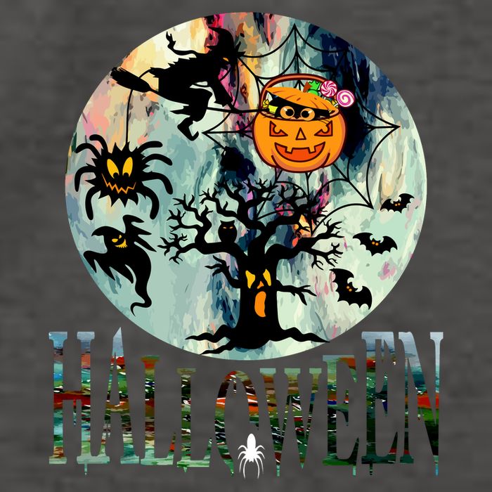 Creepy Halloween Moon Spider Pumpkin Witch Ghost Vector Backpack
