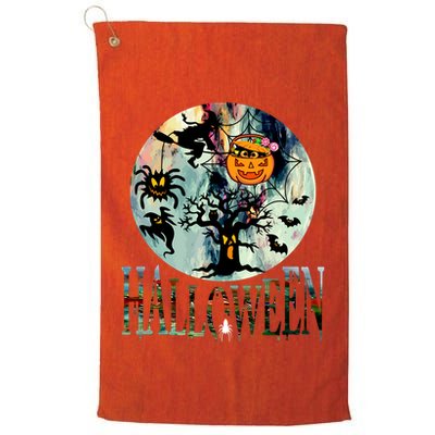 Creepy Halloween Moon Spider Pumpkin Witch Ghost Golf Towel