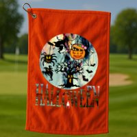 Creepy Halloween Moon Spider Pumpkin Witch Ghost Golf Towel