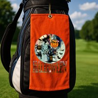 Creepy Halloween Moon Spider Pumpkin Witch Ghost Golf Towel