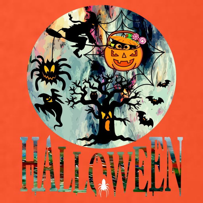 Creepy Halloween Moon Spider Pumpkin Witch Ghost Golf Towel