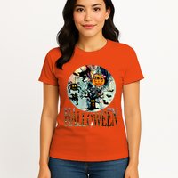 Creepy Halloween Moon Spider Pumpkin Witch Ghost Womens T-Shirt