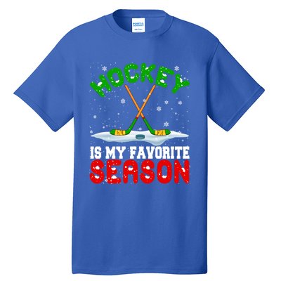 Christmas Hockey My Favorite Season Hockey Player Winter Cool Gift Tall T-Shirt