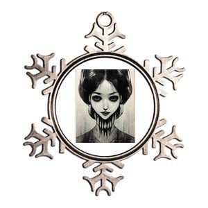 Creepy Horror Manga Anime Woman Eyes Halloween Art Metallic Star Ornament