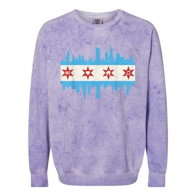 Chicago House Music Vintage Chicago Flag Colorblast Crewneck Sweatshirt