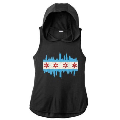 Chicago House Music Vintage Chicago Flag Ladies PosiCharge Tri-Blend Wicking Draft Hoodie Tank