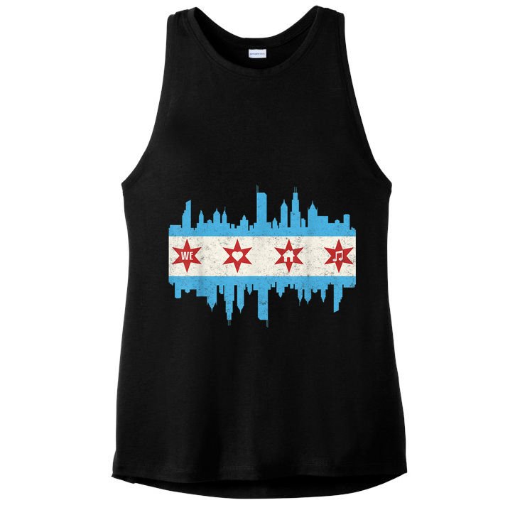 Chicago House Music Vintage Chicago Flag Ladies PosiCharge Tri-Blend Wicking Tank