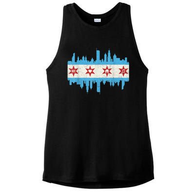 Chicago House Music Vintage Chicago Flag Ladies PosiCharge Tri-Blend Wicking Tank