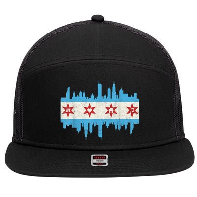 Chicago House Music Vintage Chicago Flag 7 Panel Mesh Trucker Snapback Hat