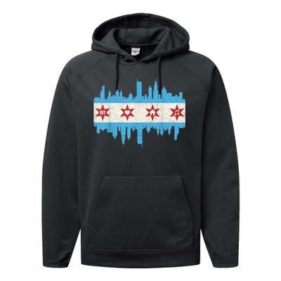 Chicago House Music Vintage Chicago Flag Performance Fleece Hoodie