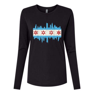 Chicago House Music Vintage Chicago Flag Womens Cotton Relaxed Long Sleeve T-Shirt