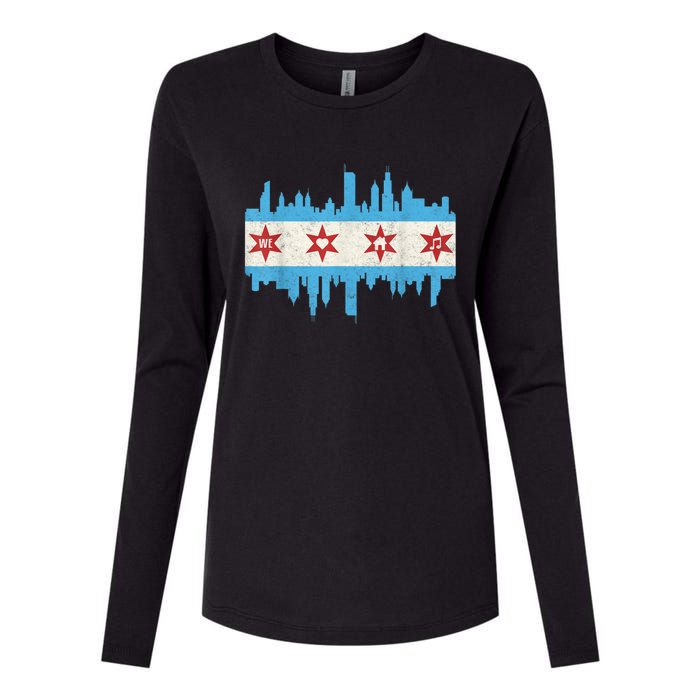 Chicago House Music Vintage Chicago Flag Womens Cotton Relaxed Long Sleeve T-Shirt