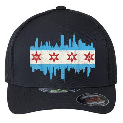 Chicago House Music Vintage Chicago Flag Flexfit Unipanel Trucker Cap