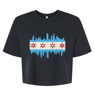 Chicago House Music Vintage Chicago Flag Bella+Canvas Jersey Crop Tee