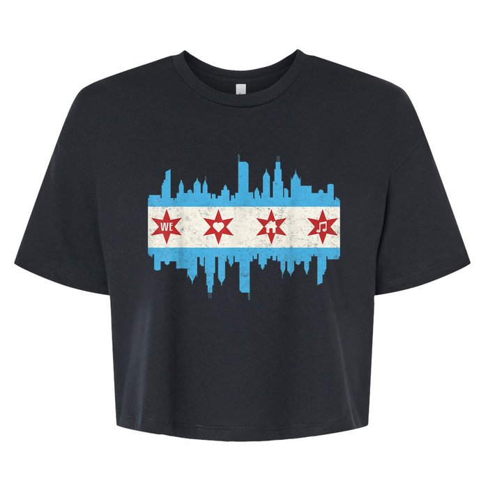 Chicago House Music Vintage Chicago Flag Bella+Canvas Jersey Crop Tee