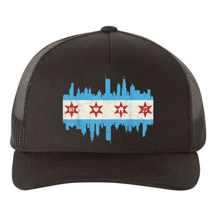 Chicago House Music Vintage Chicago Flag Yupoong Adult 5-Panel Trucker Hat