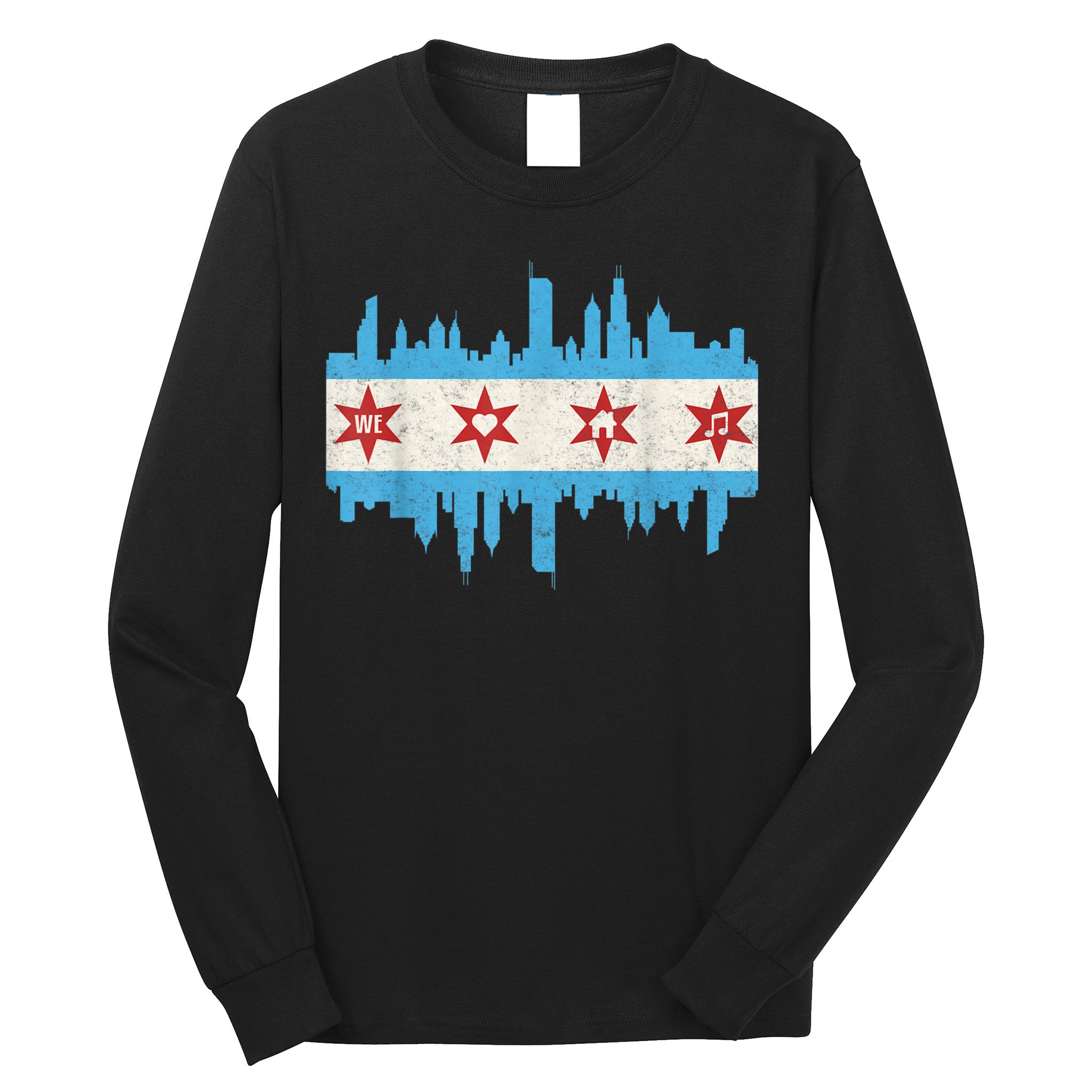 Chicago House Music Vintage Chicago Flag Long Sleeve Shirt