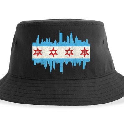 Chicago House Music Vintage Chicago Flag Sustainable Bucket Hat