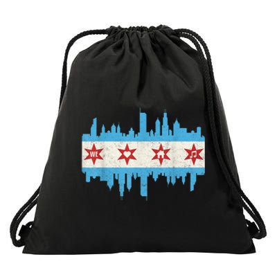 Chicago House Music Vintage Chicago Flag Drawstring Bag