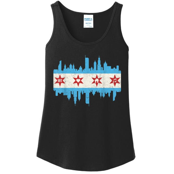 Chicago House Music Vintage Chicago Flag Ladies Essential Tank