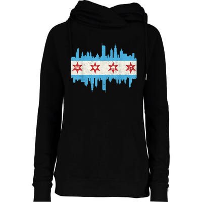 Chicago House Music Vintage Chicago Flag Womens Funnel Neck Pullover Hood