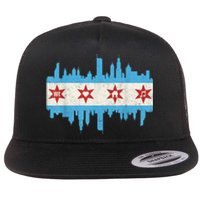 Chicago House Music Vintage Chicago Flag Flat Bill Trucker Hat