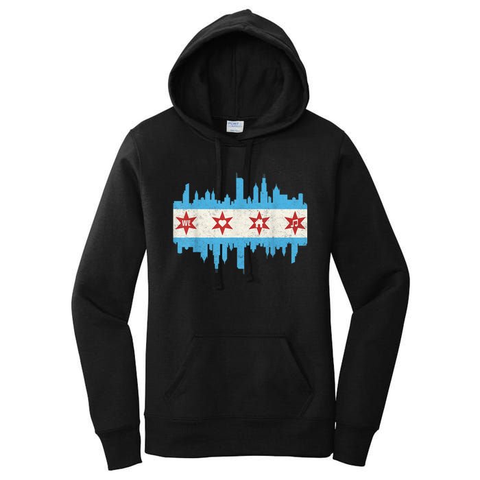 Chicago House Music Vintage Chicago Flag Women's Pullover Hoodie