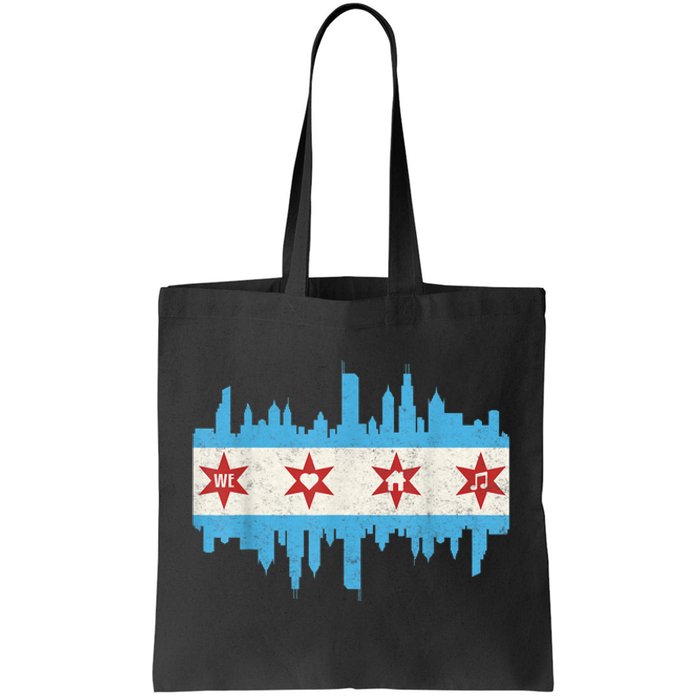 Chicago House Music Vintage Chicago Flag Tote Bag