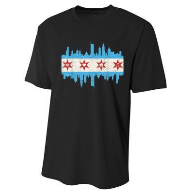 Chicago House Music Vintage Chicago Flag Performance Sprint T-Shirt