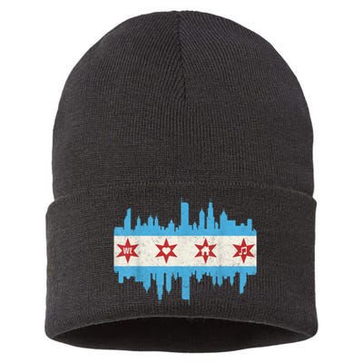 Chicago House Music Vintage Chicago Flag Sustainable Knit Beanie