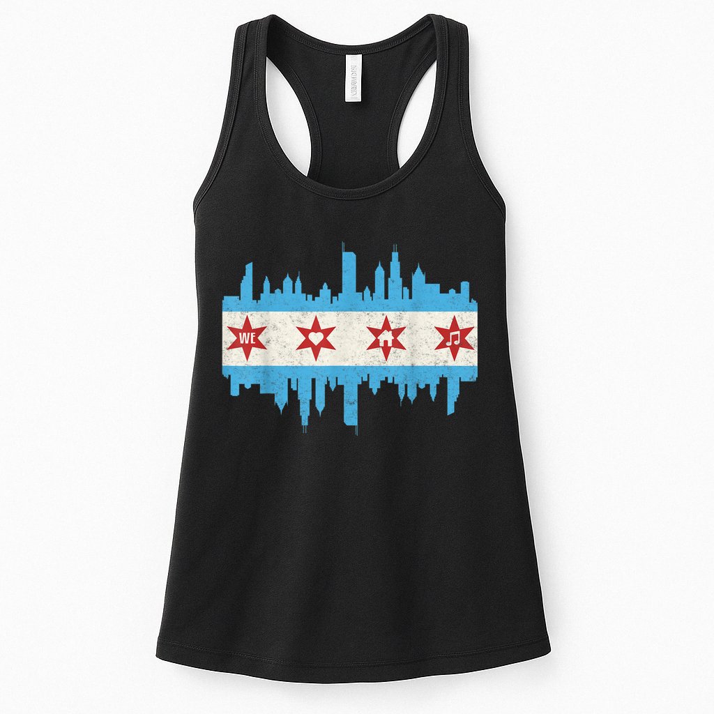 Chicago House Music Vintage Chicago Flag Womens Tank Top