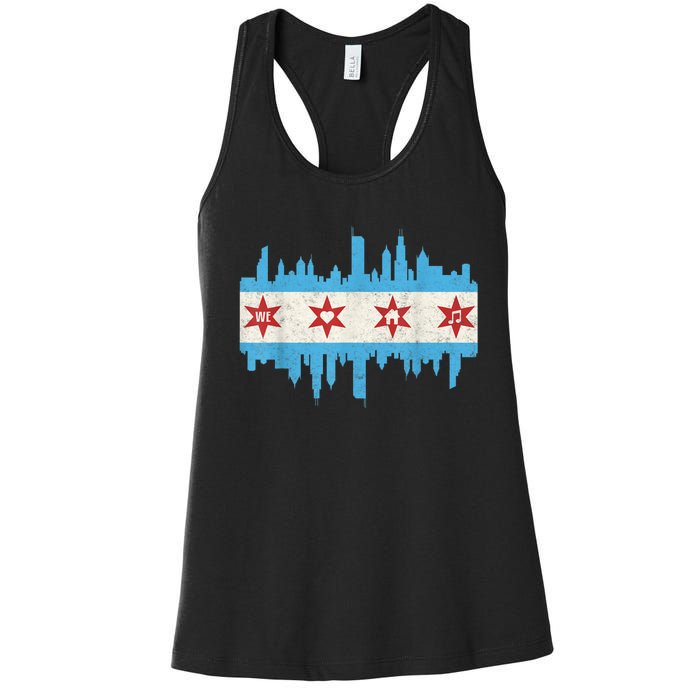 Chicago House Music Vintage Chicago Flag Women's Racerback Tank