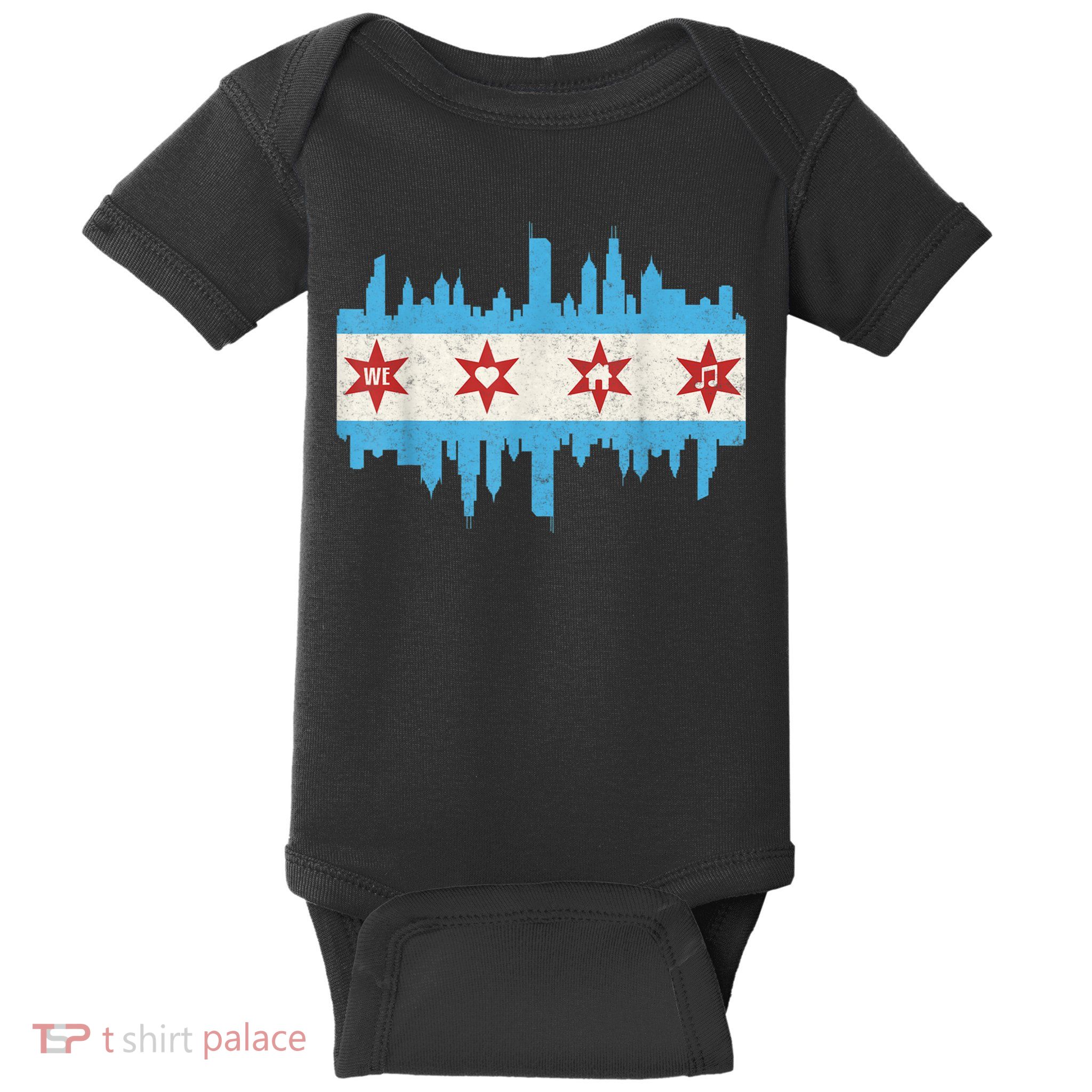 Chicago House Music Vintage Chicago Flag Baby Bodysuit