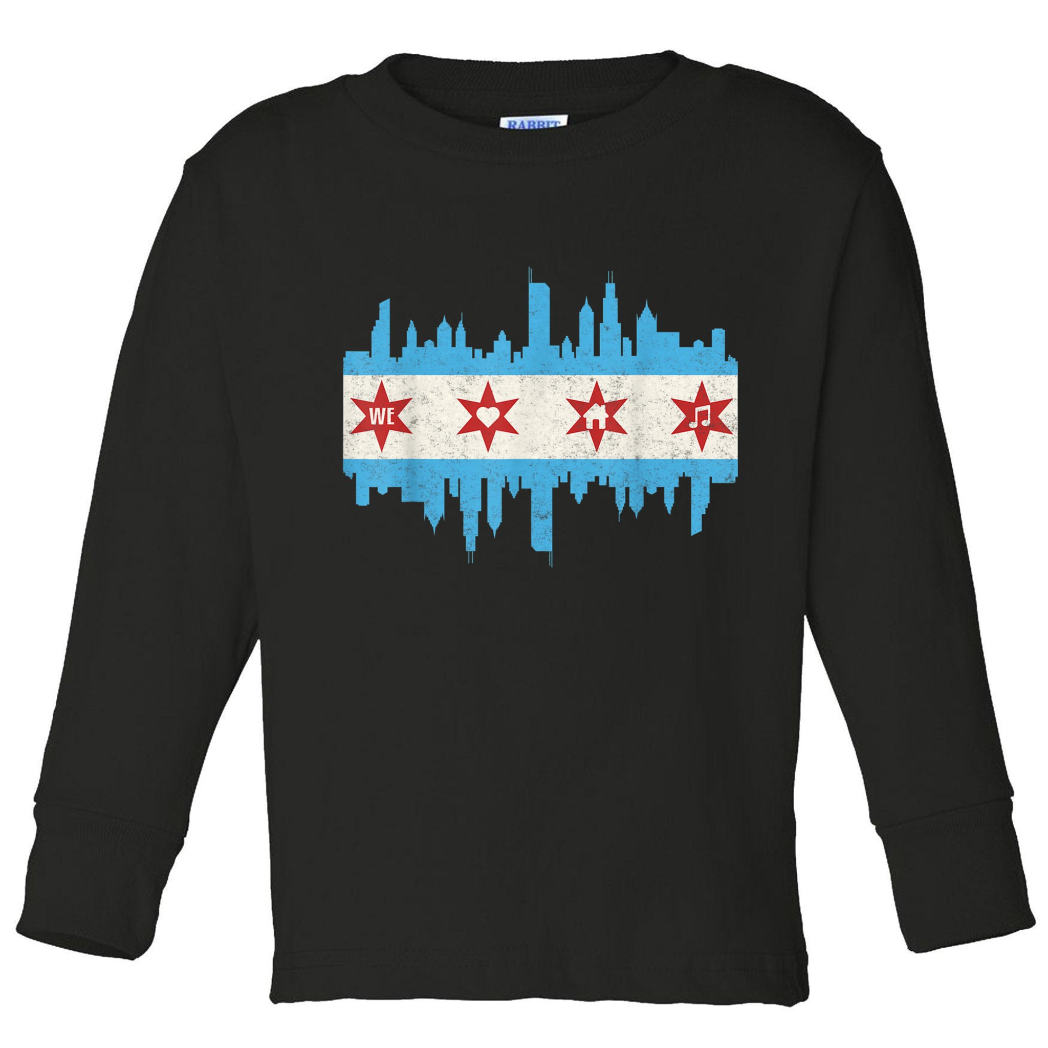 Chicago House Music Vintage Chicago Flag Toddler Long Sleeve Shirt
