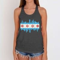 Chicago House Music Vintage Chicago Flag Women's Knotted Racerback Tank