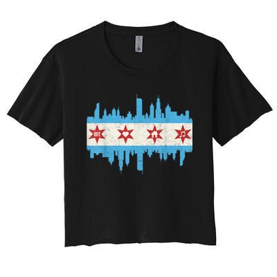 Chicago House Music Vintage Chicago Flag Women's Crop Top Tee