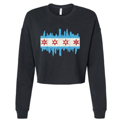 Chicago House Music Vintage Chicago Flag Cropped Pullover Crew