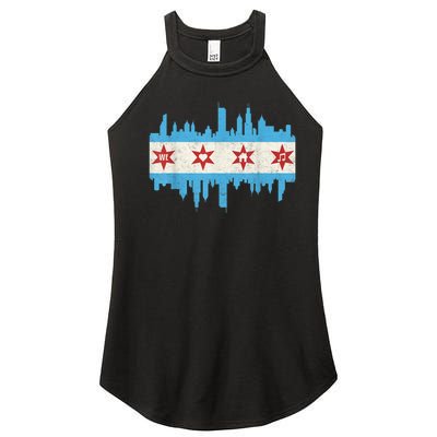 Chicago House Music Vintage Chicago Flag Women’s Perfect Tri Rocker Tank