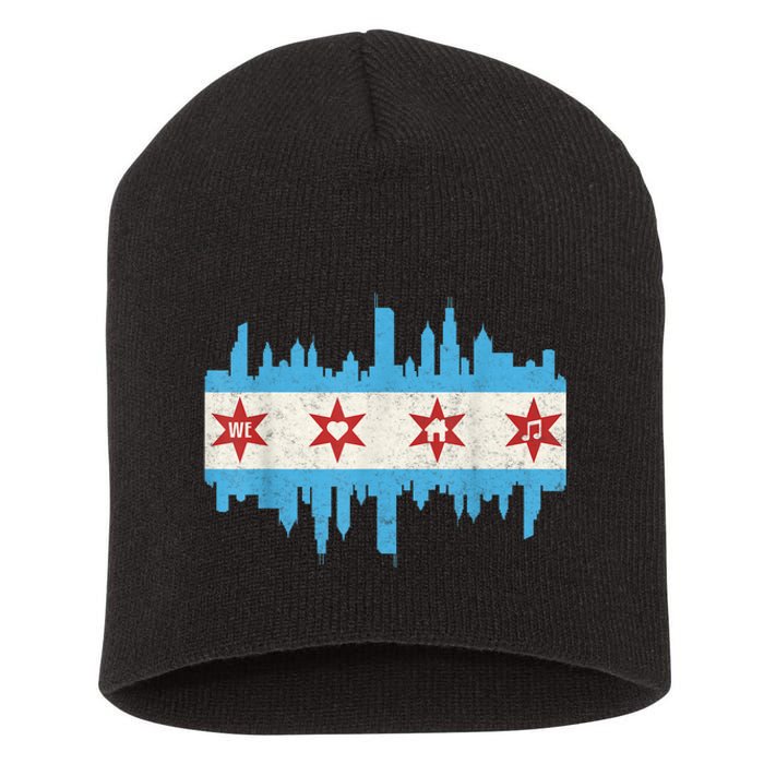 Chicago House Music Vintage Chicago Flag Short Acrylic Beanie